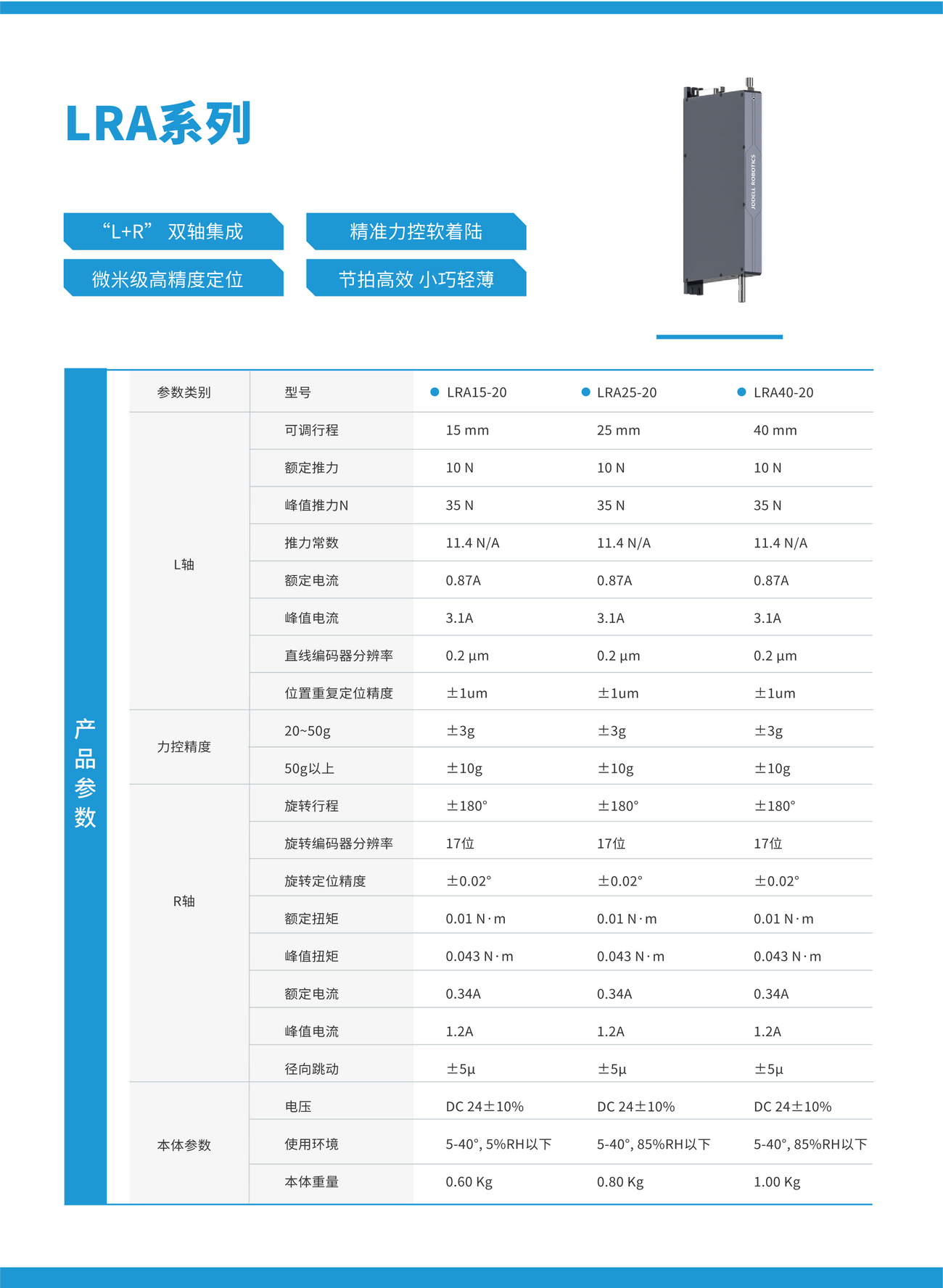 直线旋转执行器参数表